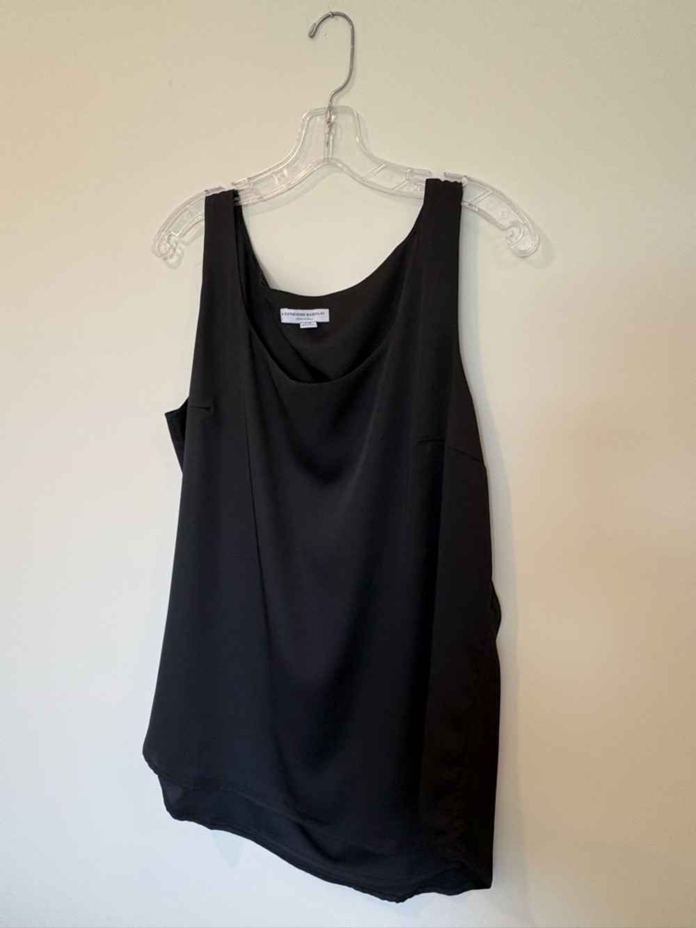 Katherine Barclay Black Cowl Neck Sleeveless Blouse Size L Elegant Work Top - Picture 2 of 5